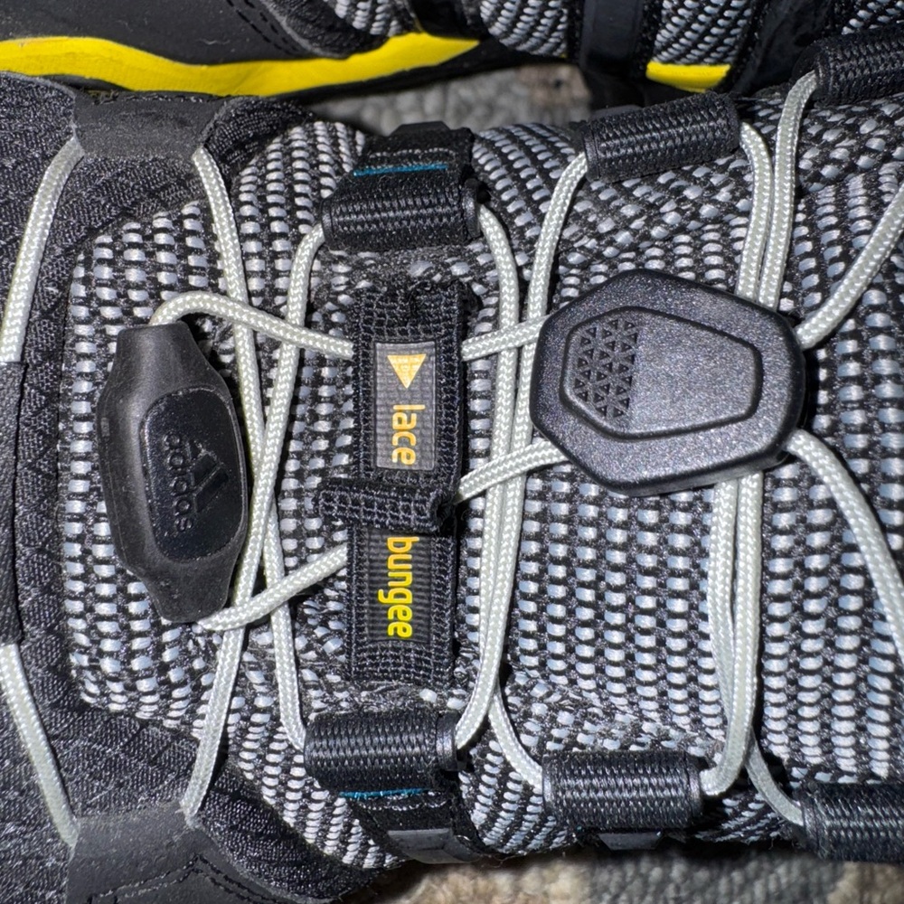 Adidas Black and Yellow Trail Shoes with Blue Highlights - Picture 12 of 13